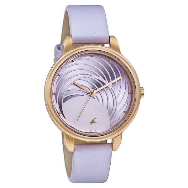 Fastrack Stunners Quartz Multifunction Purple Dial Leather Strap Watch for Girls - image number 1