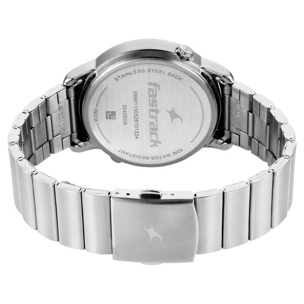Fastrack Pulse IV Dual Time Watch for Men with Teal Green Sunray Dial & Silver Metal Strap - image number 5