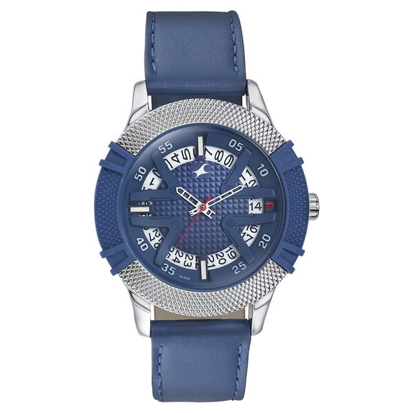 Fastrack Dial It Up Quartz Analog with Date Blue Dial Leather Strap Watch for Guys - image number 1