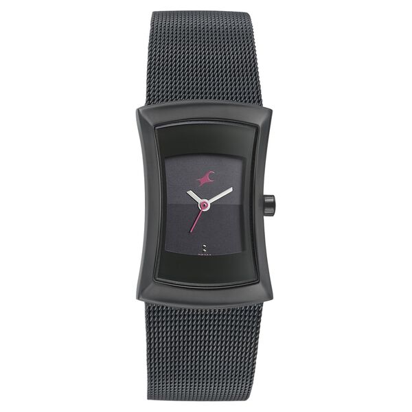 Fastrack Pulse Quartz Analog Black Dial Stainless Steel Strap Watch for Girls - image number 1