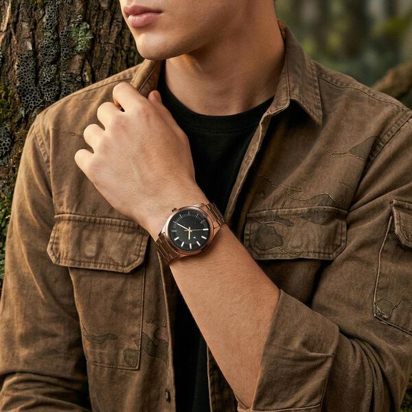 Fastrack Wild Quartz Analog Black Dial Brown Metal Strap Watch For Guys - image number 2