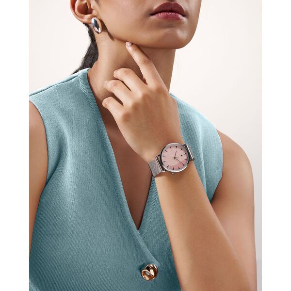 Fastrack Stunners X Quartz Analog Pink Dial Stainless Steel Strap Watch For Girls - image number 5