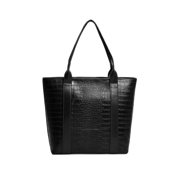 Fastrack Chic Textured Tote Bag for Women | Stylish Casual Bag for Ladies, Women, Girls | Trendy Everyday College Bag Made of High-Quality Faux Leather (Black) - image number 2