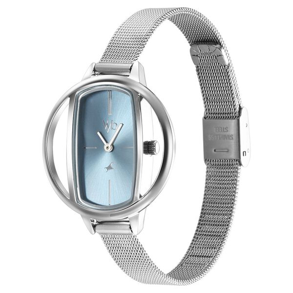 Fastrack Vyb Charmer Quartz Analog Blue Dial Stainless Steel Strap Watch for Girls - image number 3