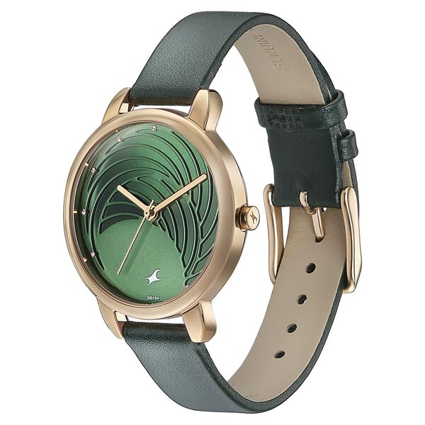 Fastrack Stunners Quartz Multifunction Green Dial Leather Strap Watch for Girls - image number 2