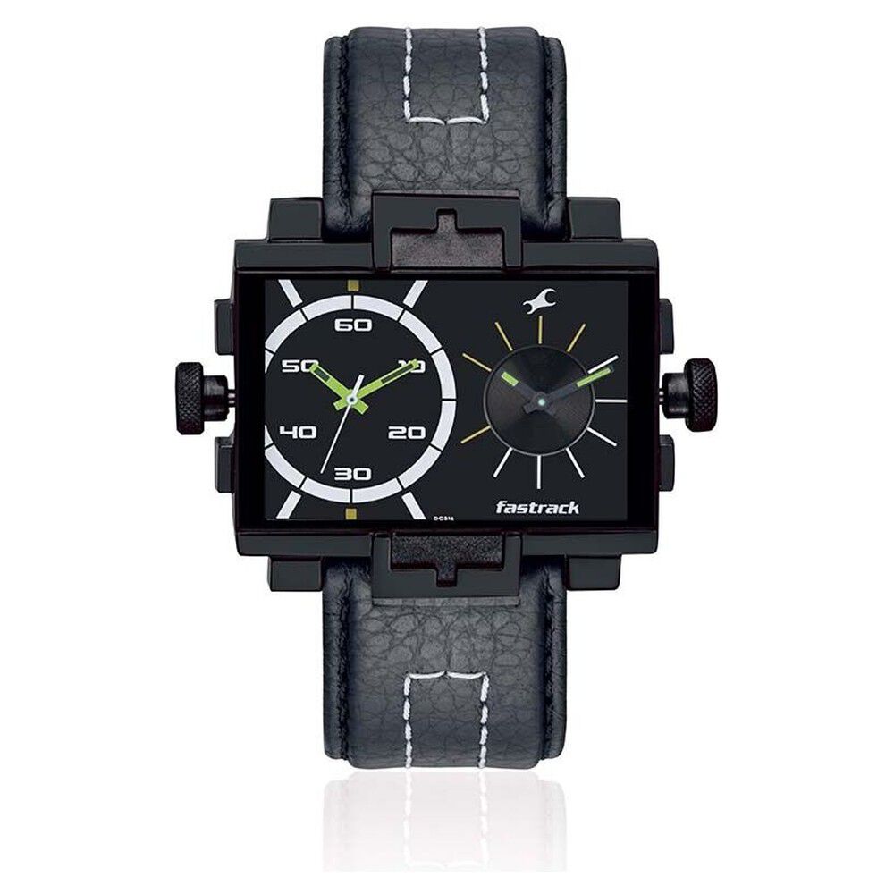 Buy Online Fastrack Quartz Analog Black Dial Leather Strap Watch for Guys 3096nl01 Fastrack
