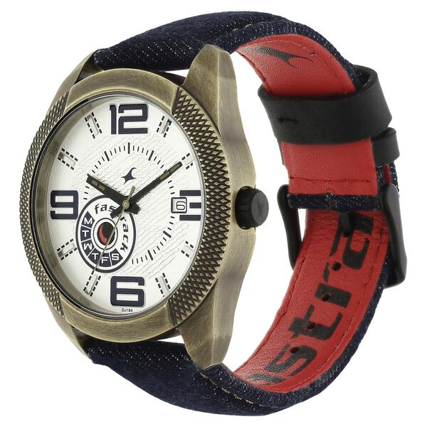 Fastrack Denim Quartz Analog White Dial Denim Strap Watch for Guys - image number 2