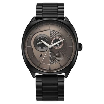Fastrack Tick Tock Quartz Multifunction Brown Dial Stainless Steel Strap Watch For Guys