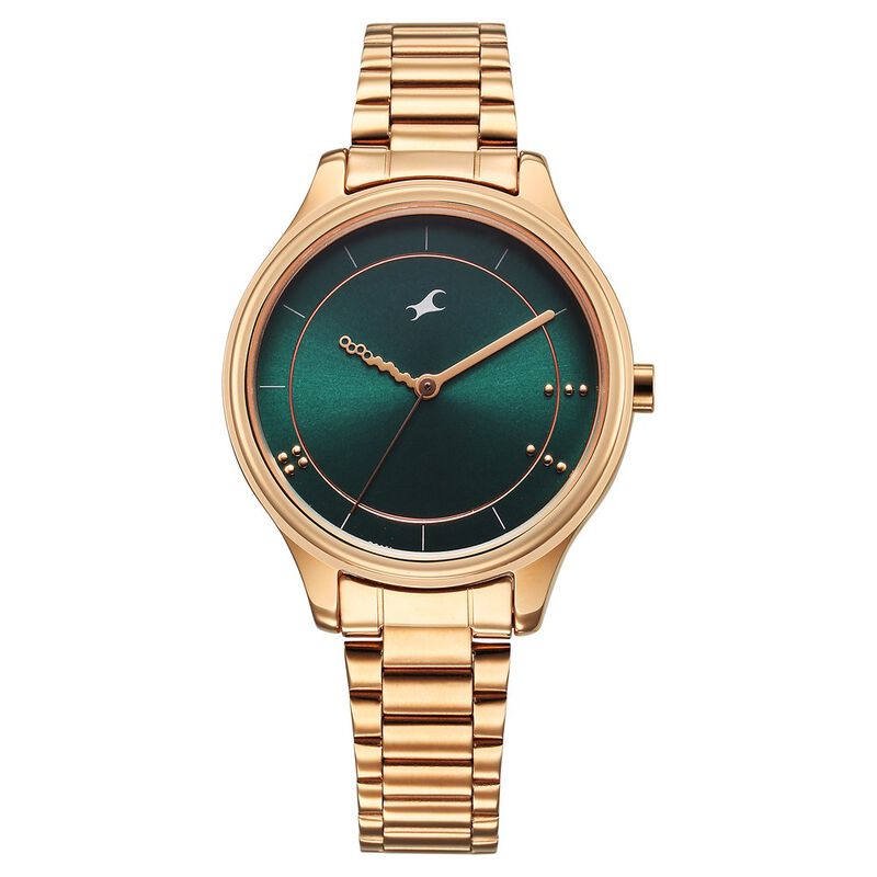 Buy Online Fastrack Stunners Quartz Analog Green Dial Rose Gold