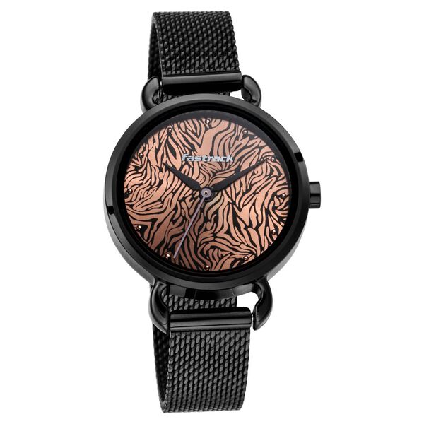 Fastrack Animal Print Quartz Analog Rose Gold Dial Stainless Steel Strap Watch for Girls - image number 1