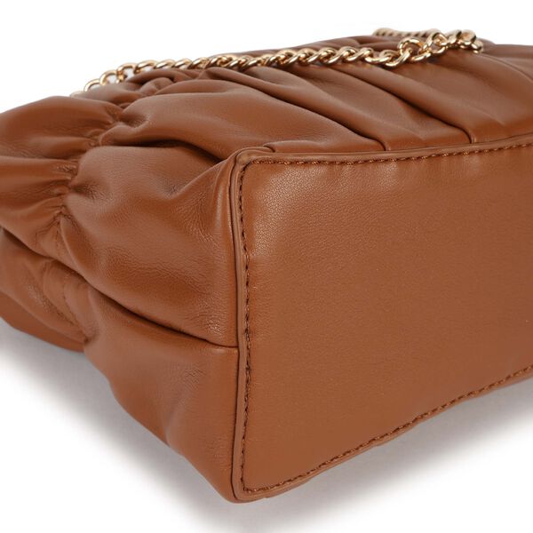 Gathered faux leather satchel - image number 9