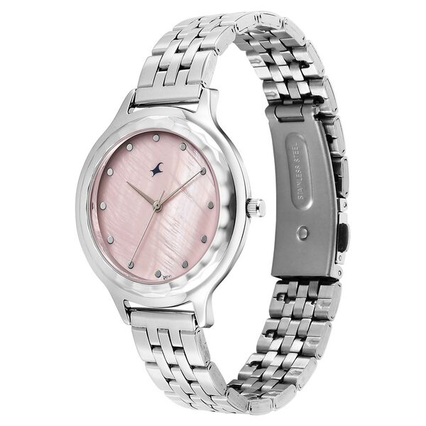 Fastrack Stunners X Quartz Analog Pink Dial Stainless Steel Strap Watch For Girls - image number 2
