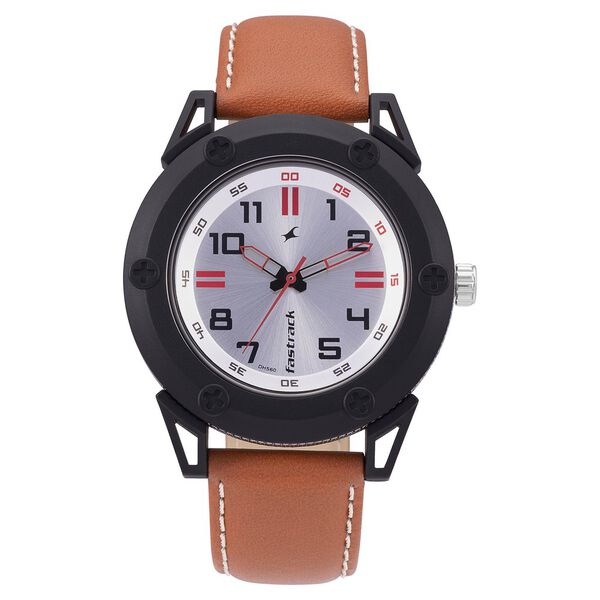 Fastrack Modular Quartz Analog Silver Dial Leather Strap Watch for Guys - image number 1