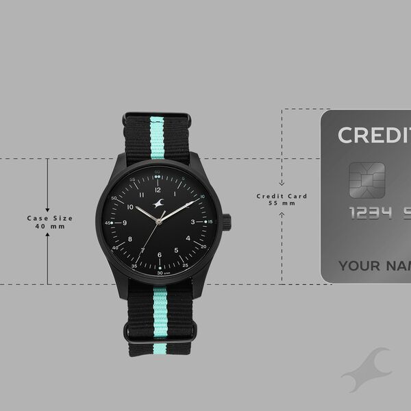 Fastrack Stunners Quartz Analog Black Dial Two Toned Nylon Strap Watch For Guys - image number 3