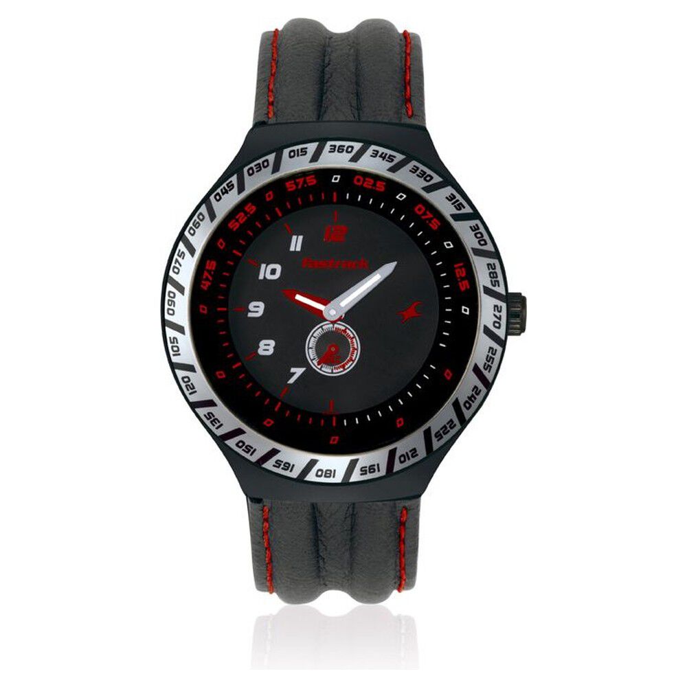 Buy Online Fastrack Quartz Analog Black Dial Leather Strap Watch for Guys ne3081al03 Fastrack
