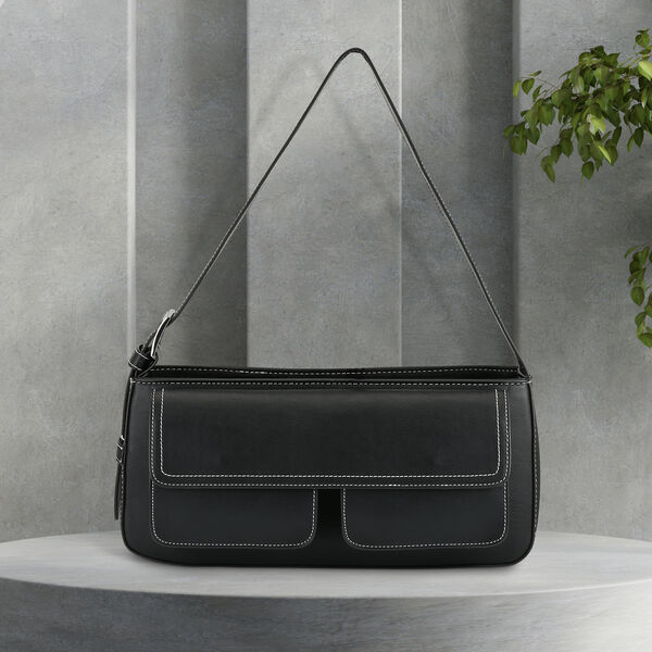 Fastrack Structured Shoulder Bag with Pockets in Black - image number 7