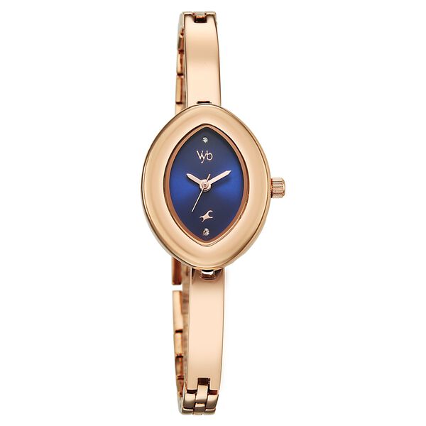Vyb Luna By Fastrack Quartz Analog Blue Dial Rose Gold Metal Strap Watch For Girls - image number 1
