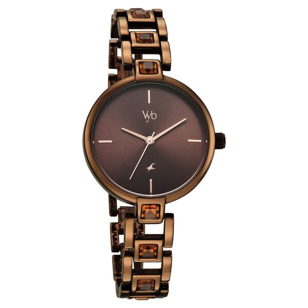 Vyb Manifester By Fastrack Quartz Analog Brown Dial Brown Metal Strap Watch For Girls - image number 2