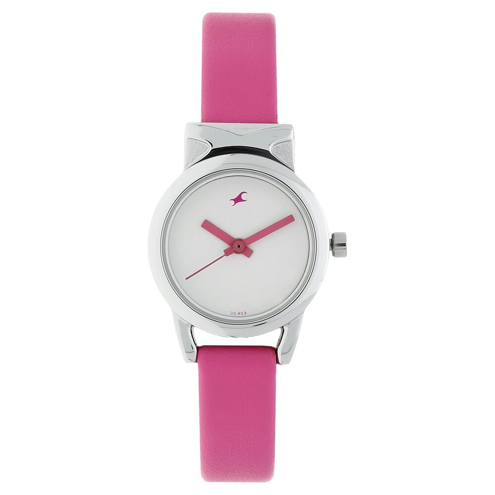 Buy Online Fastrack Quartz Analog White Dial Leather Strap Watch for Girls np6088sl01 Fastrack