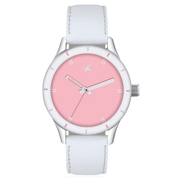 Fastrack Quartz Analog Pink Dial Leather Strap Watch for Girls - image number 0