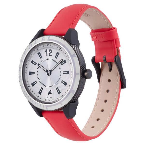 Fastrack Modular Quartz Analog Silver Dial Leather Strap Watch for Girls - image number 2