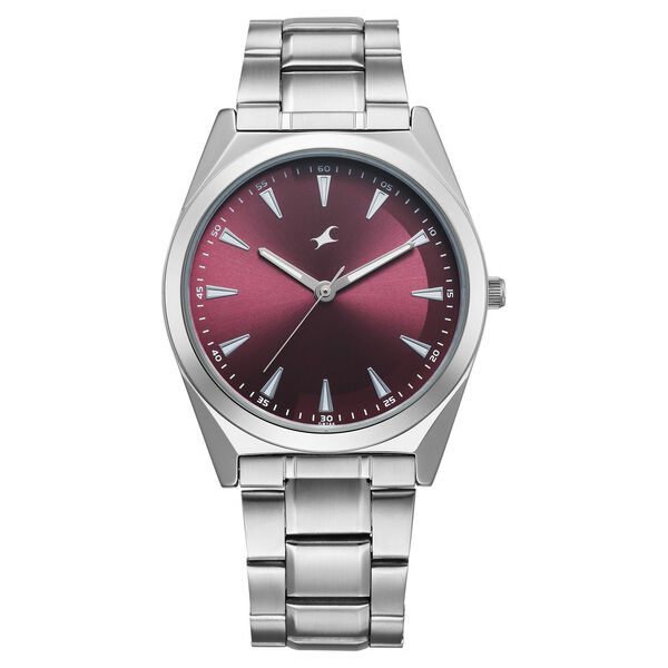 Fastrack Stunners X Quartz Analog Maroon Dial Stainless Steel Strap Watch For Guys - image number 0