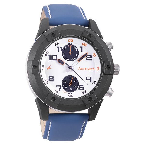 Fastrack Modular Quartz Analog White Dial Leather Strap Watch for Guys - image number 0