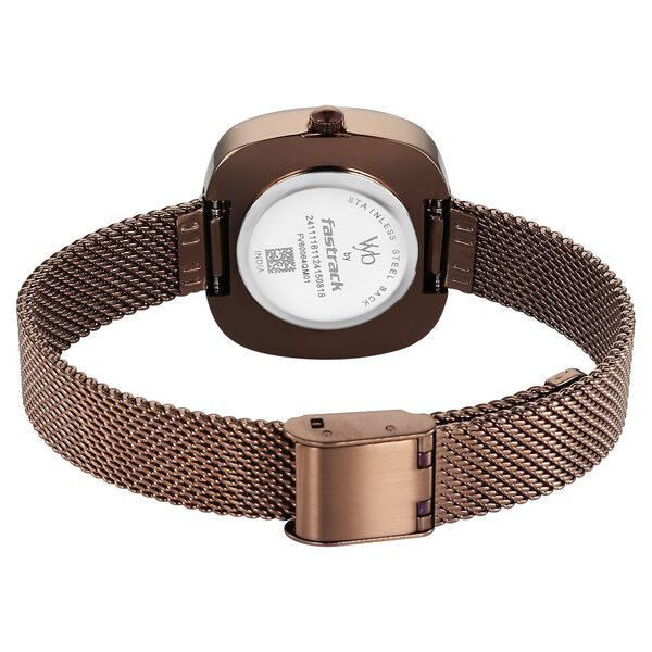 Vyb Runway By Fastrack Quartz Analog Brown Dial Metal Strap Watch For Girls - image number 6