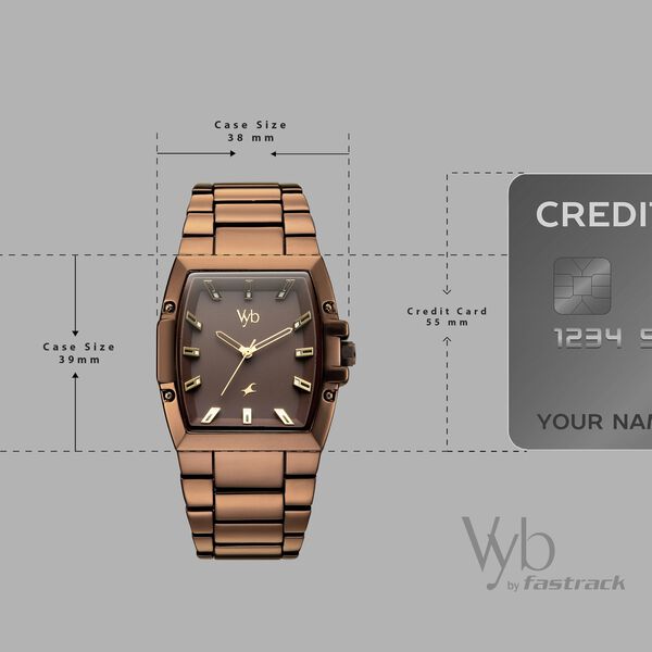 Vyb Challenger By Fastrack Quartz Analog Brown Dial Brown Metal Strap Watch For Guys - image number 3