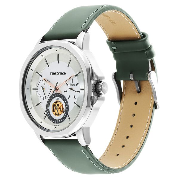 Fastrack Exuberant Quartz Multifunction White Dial Leather Strap Watch for Guys - image number 3