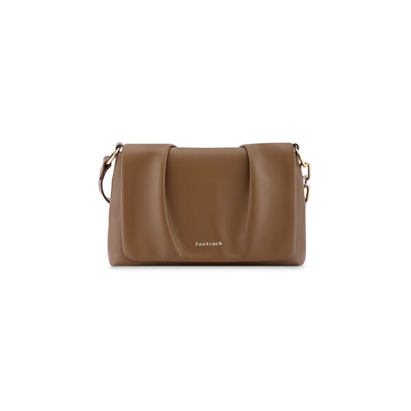 Fastrack Pleated Shoulder Bag with Chain Detailing Sling in Tan - image number 2