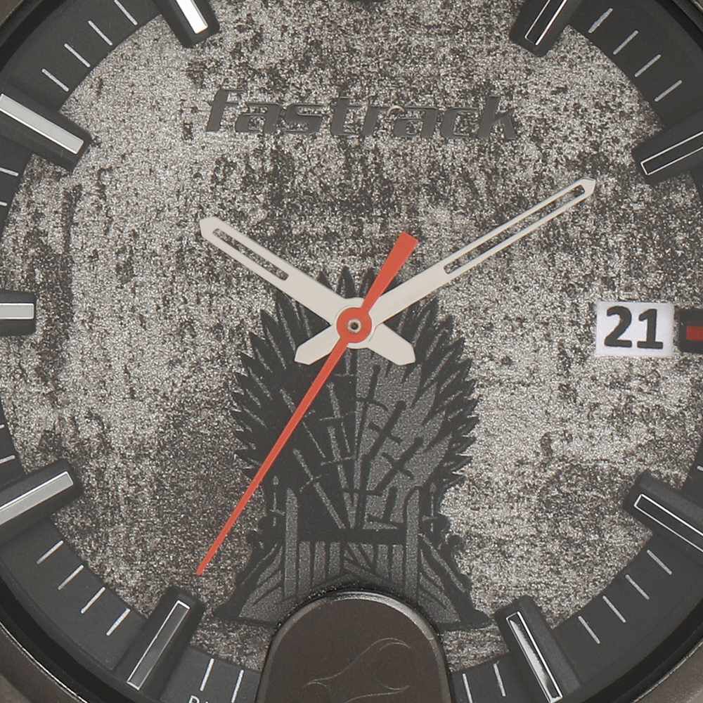 Buy Online Fastrack Game Of Thrones Quartz Analog with Date Anthracite Dial Leather Strap Watch for Guys nm3209kl01 Fastrack