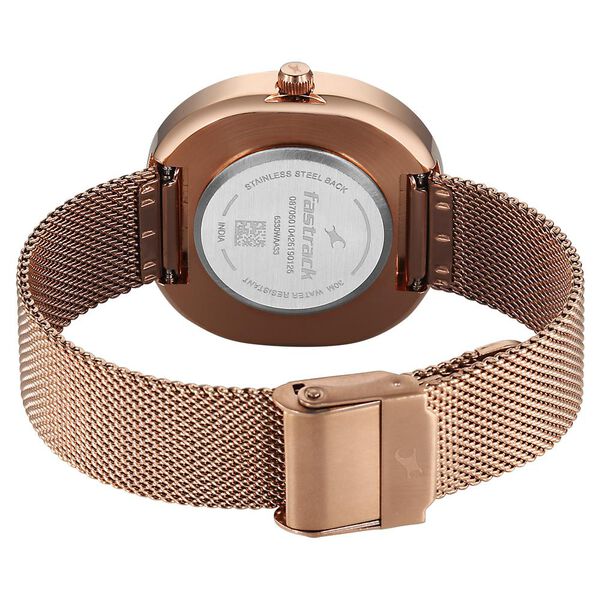 Fastrack Gelato rosegold analog mesh strap watch with Plum dial for Girls - image number 5