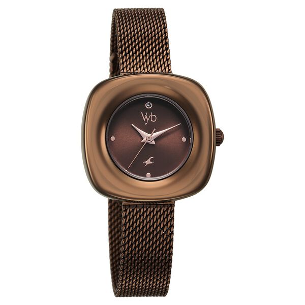 Vyb Runway By Fastrack Quartz Analog Brown Dial Metal Strap Watch For Girls - image number 0