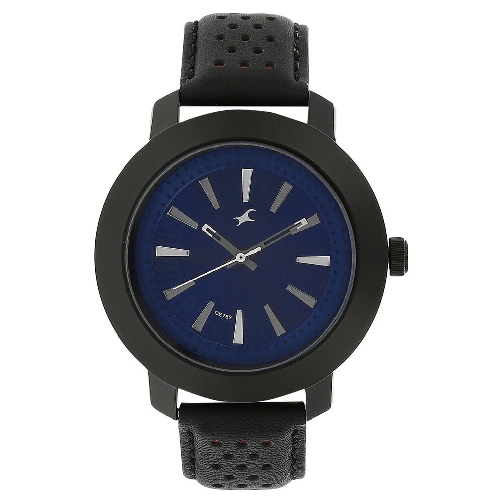 Fastrack Quartz Analog Blue Dial Leather Strap Watch for Guys