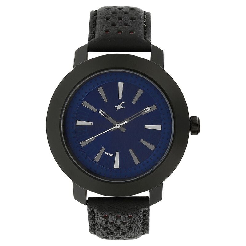 Buy Online Fastrack Quartz Analog Blue Dial Leather Strap Watch