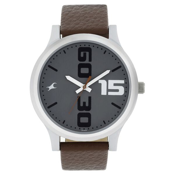 Fastrack Bold Quartz Analog Grey Dial Leather Strap Watch for Guys - image number 0