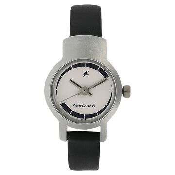 Fastrack Quartz Analog Silver Dial Leather Strap Watch for Girls