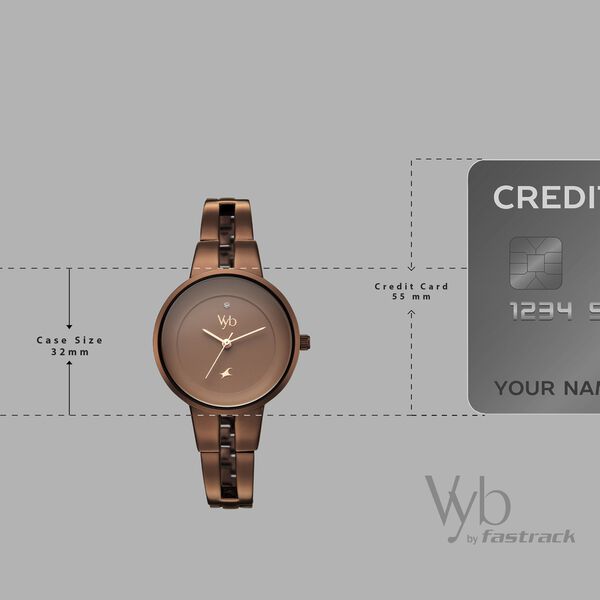 Vyb Halo By Fastrack Quartz Analog Brown Dial Brown Metal Strap Watch For Girls - image number 3