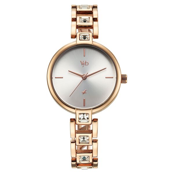 Vyb Manifester By Fastrack Quartz Analog Silver Dial Rose Gold Metal Strap Watch For Girls - image number 1