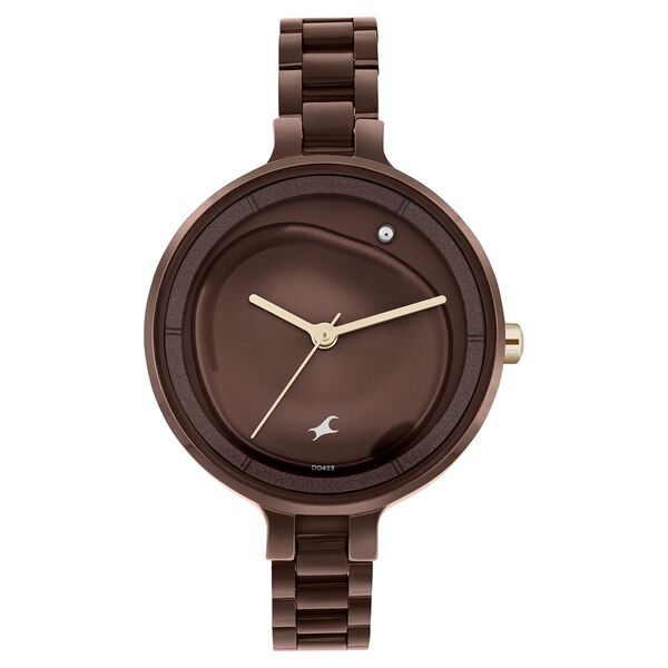 Fastrack MetaWe Quartz Analog Brown Dial Stainless Steel Strap Watch For Girls - image number 0