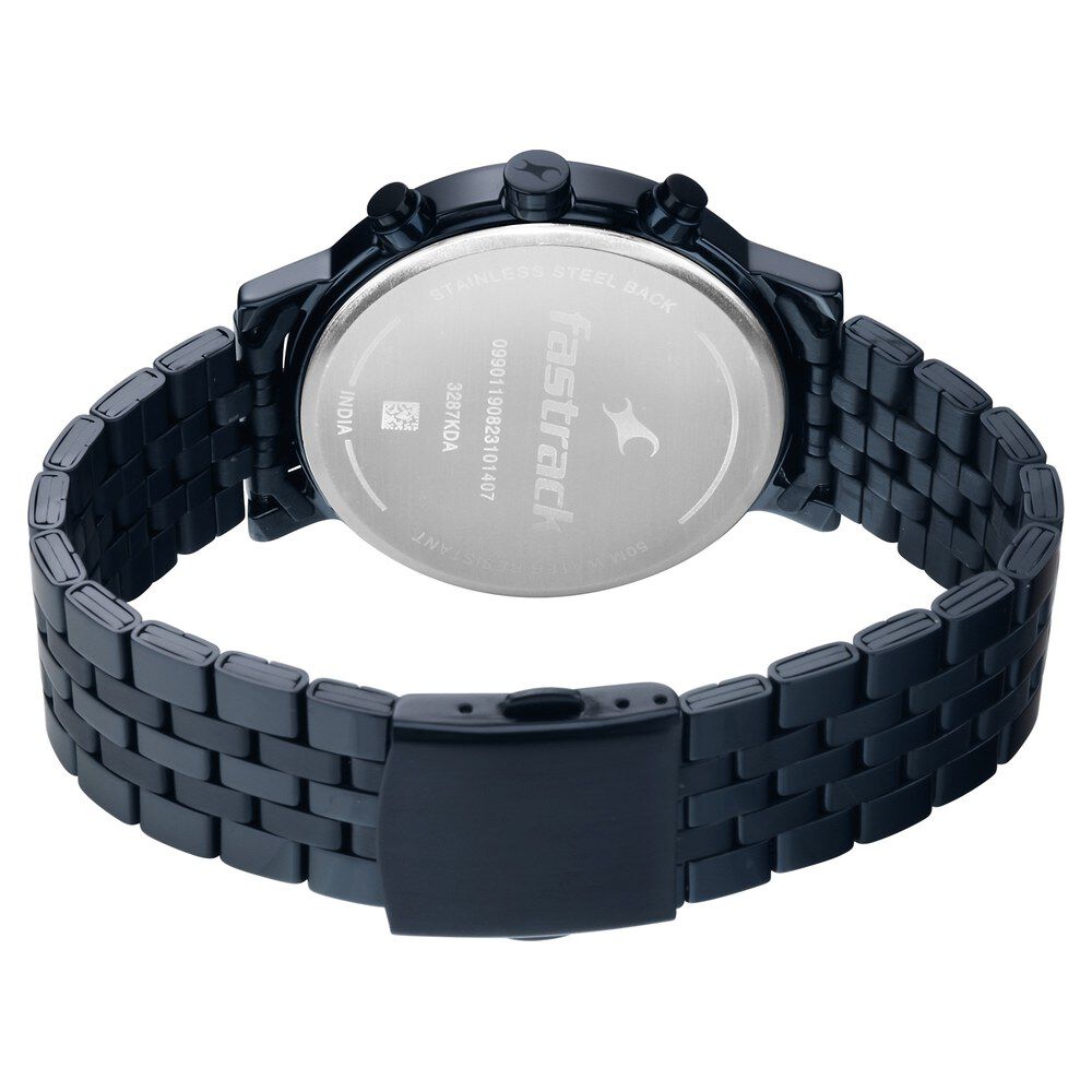 Buy Online Fastrack Tick Tock Quartz Analog Black dial Metal Strap Watch for Guys 3287km04 Fastrack