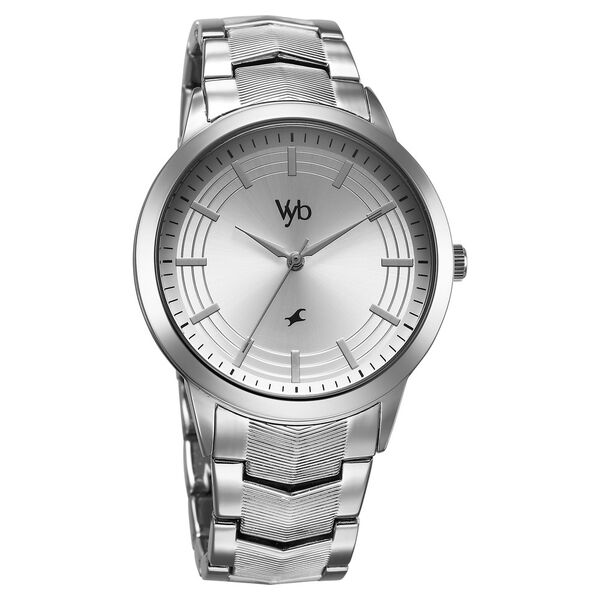 Fastrack Vyb Atlas Quartz Analog Silver Dial Silver Metal Strap Watch For Guys - image number 2