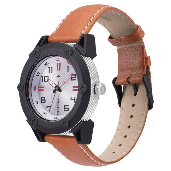 Fastrack Modular Quartz Analog Silver Dial Leather Strap Watch for Guys - image number 2