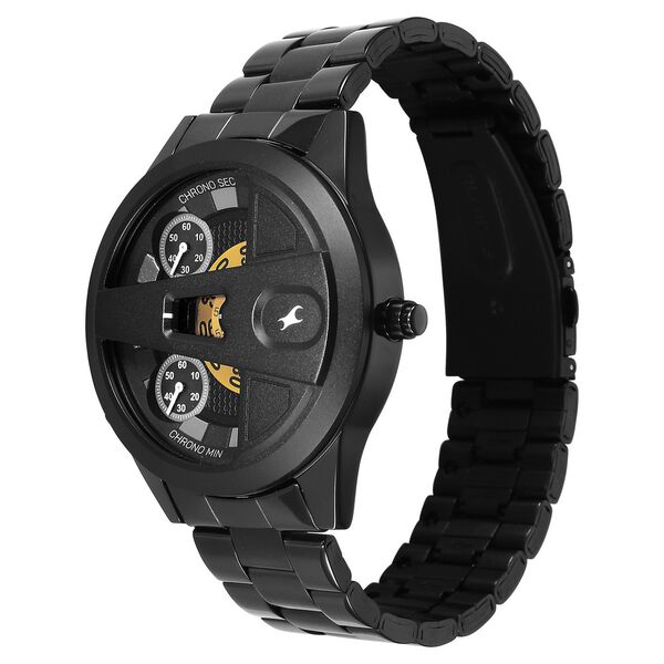 Fastrack Overdrive Chronograph Micromotor Black Dial Black Stainless Steel Strap Watch For Guys - image number 4