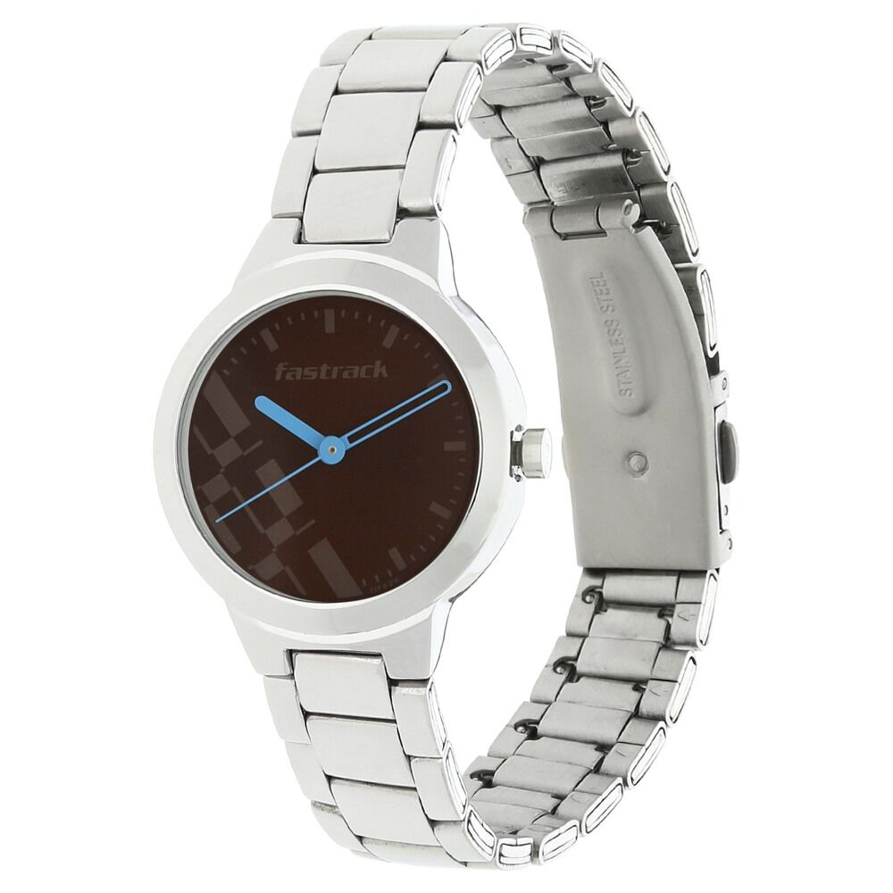Fastrack Quartz Analog Brown Dial Metal Strap Watch for Girls