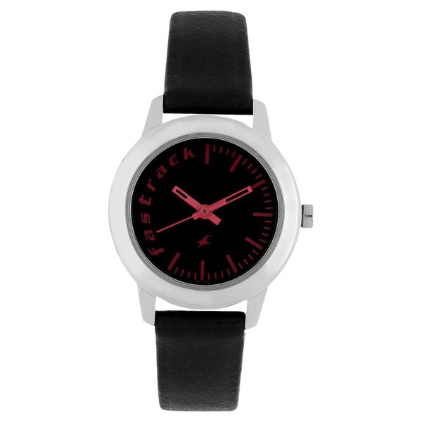 Fastrack Fundamentals Quartz Analog Black Dial Leather Strap Watch for Girls - image number 0