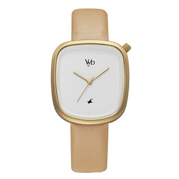 Vyb by Fastrack Quartz Analog White Dial Leather Strap Watch for Girls