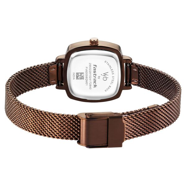 Vyb Seeker By Fastrack Quartz Analog Brown Dial Metal Strap Watch For Girls - image number 5