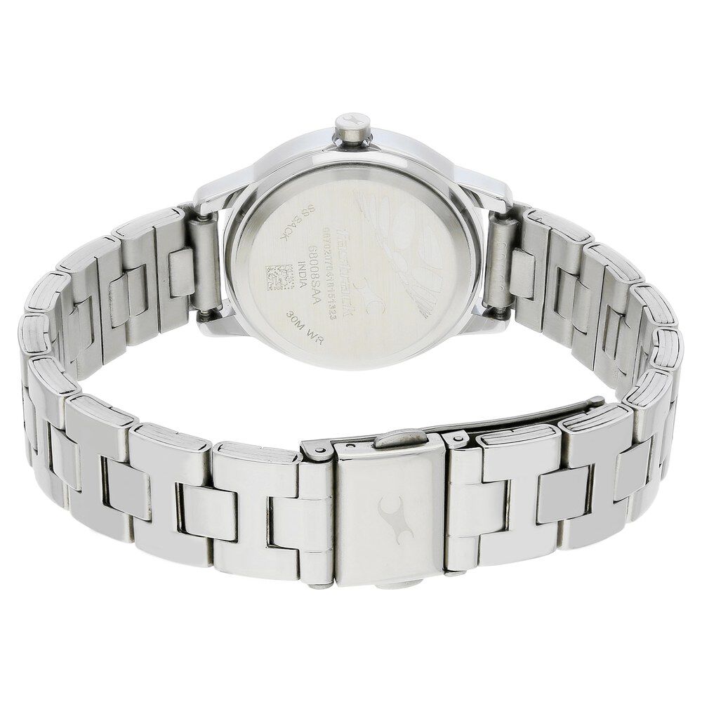 Buy Online Fastrack Quartz Analog White Dial Stainless Steel Strap Watch for Girls np68008sm01 Fastrack